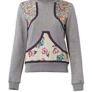 RED VALENTINO Floral Grey Sweatshirt Sweater XSMALL